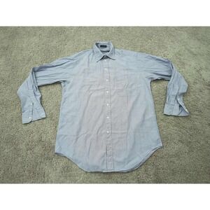 Vintage Nautica Button Up Shirt Mens 15.5 Blue‎ Long Sleeve Made in Hong Kong